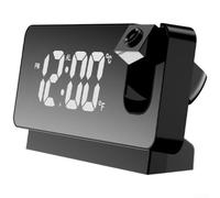 Reloj proyector ajustable de 180°, reloj despertador de proyección LED, espejo para superficie de doble temperatura, atenuación automática, alarma de repetición recargable para dormitorio, pared