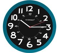 Reloj Q-Connect De Pared Plástico Redondo 30 Cm Marco Azul Y Esfera Color Negro