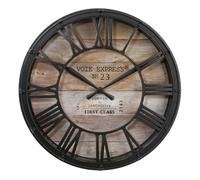 Atmosphera Reloj Vintage Negro y madera D. 39 cm