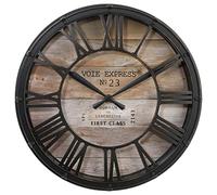 Atmosphera Reloj Vintage Negro y madera D. 39 cm