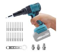 Remachadora batería compatible con Makita de 18V, 20000N | pistola de tuercas de remache eléctrica 2 en 1 con luz LED, 20 remaches, adaptadores de 3.2/4.0/4.8 mm para reparación (sin