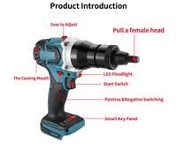 Remachadora eléctrica, máquina potente para remaches roscados, máquina eléctrica para remaches roscados sin escobillas