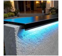 Remate Para Muro De Jardín Con Canales Para Tiras De Luz, Negro Aluminio Placa De Cubierta Superior Para Muros De Terraza(6.5ft L,7"(178mm) T Wall)
