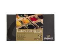 Rembrandt Estuche de acuarelas profesionales caja de plástico de lujo | 12 pastillas + pincel