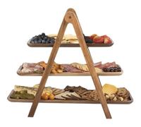 Remingtape Soporte organizador de 3 niveles de estilo rústico, soporte para cupcakes de varios niveles, juego de presentación para mesa de comedor para bodas