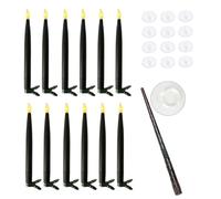 Remingtape Velas flotantes sin llama flotantes con varilla, velas sin llama, velas LED, luz cálida, velas de Navidad, negro A