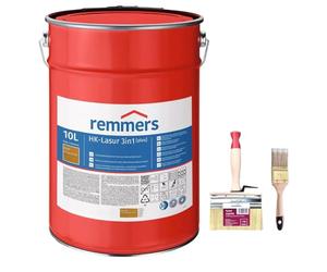 Remmers HK-Lasur Plus 3 en 1 Light Oak 10L + Borlas - Juego de pintura listo para usar