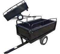 Remolque basculante Wiltec de 200 x 78 x 94,5 cm, con capacidad de hasta 300 kg, remolque volquete para tractores de césped con rejilla y paredes laterales desmontables, remolque con función de volcad