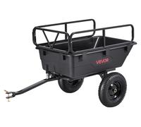 Remolque para ATV de alta capacidad, volquete de acero, 340 kg, 0,43 metros cúbicos, remolque utilitario para jardín con laterales desmontables, compatible con tractores cortacésped. (Versión de plást