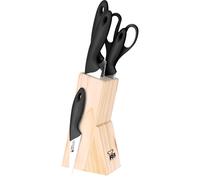 RENBERG Dresde Juego de Cuchillos 6 Piezas con Bloque de Madera, Acero Inoxidable, Color Negro