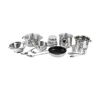 RENBERG LUCA - Juego de 18 Pzs Batería de Cocina Acero Inoxidable - Incluye Cacerolas con Tapa, Sartén, Utensilios y Boles - Aptos para Todo Tipo de Cocinas