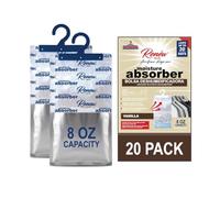 Renew The Life - Absorbentes de humedad para armario, bolsa colgante deshumidificadora, paquete de 20, 8 onzas, absorbente de humedad con aroma a vainilla, prevención de olores a humedad, no eléctrico