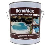 Renomax - Renovador de Bordes de Piscina Antideslizante, Acabado Blanco Mate | Pintura Borde Piscina Alta Resistencia al Cloro y a la Intemperie | Fácil de Aplicar y Secado Rápido