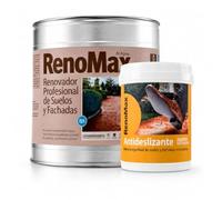 Renomax - Resina Hormigon Impreso y Superficies Porosas Al Agua + Aditivo Antideslizante en Polvo, 2L Cubre hasta 20m² | Repara y Protege Suelos,Fachadas | Garantía 5 Años, Certificado C3