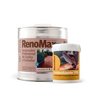 Renomax - Resina Hormigon Impreso y Superficies Porosas Al Agua + Aditivo Antideslizante en Polvo, 5L Cubre hasta 50m² | Repara y Protege Suelos,Fachadas | Garantía 5 Años, Certificado C3