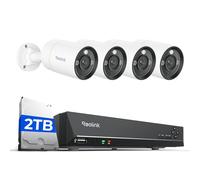 Reolink 4 RLC-1212A y 1 RLN8-410 12MP Cámara Vigilancia PoE con Foco, Visión Nocturna en Color, Detección de Personas/Vehículos/Animales, Audio Bidireccional; NVR 8CH con HDD 2TB