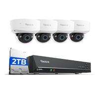 Reolink 4 RLC-1240A y 1 RLN8-410 12MP Cámara Vigilancia PoE, Visión Nocturna en Color, Detección de Personas/Vehículos, Audio Bidireccional; NVR 8CH con HDD 2TB