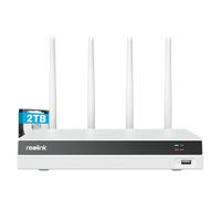 Reolink 4K 12CH NVR para la Seguridad Doméstica, Wi-Fi 6 Doble Banda, 2TB HDD, H.265, Compatible con Cámaras WiFi (Excepto cámara 4G), Acceso vía App, Grabación 24/7, Sin Puertos PoE, RLN12W (Blanco)
