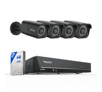 Reolink 4K Kit Camaras de Seguridad, NVR 8CH + 4X Cámaras PoE de Vigilancia Exterior, 2TB HDD Grabación 24/7, Detección de Personas/Vehículos, IP67 Impermeable, Visión Nocturna, RLK8-800B4 Negro