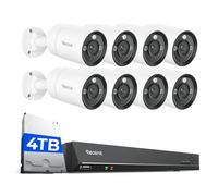 Reolink 8 RLC-1212A y 1 RLN16-410 12MP Cámara Vigilancia PoE con Foco, Visión Nocturna en Color, Detección de Personas/Vehículos/Animales, Audio Bidireccional; NVR 16CH con HDD 4TB