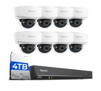 Reolink 8 RLC-1240A y 1 RLN16-410 12MP Cámara Vigilancia PoE, Visión Nocturna en Color, Detección de Personas/Vehículos, Audio Bidireccional; NVR 16CH con HDD 4TB