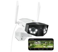 Reolink 16MP Camara Vigilancia WiFi Exterior con Doble Lente, Vista Panorámica de 180°, Trayectoria, Detección Inteligente, Wi-Fi 6 de 2,4/5GHz, Foco de Visión Nocturna, Grabación 24/7, Duo 3 WiFi