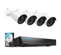 Reolink Kit Cámaras de Seguridad 8CH 5MP H.265, 4 PoE IP Cámaras Exterior Impermeables IP67, Detección de Personas/vehículos, 30M Visión Nocturna, 2TB HDD NVR para Grabación Continua, RLK8-410B4-5MP
