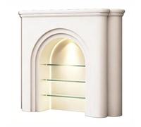Repisa de chimenea Gabinete de repisa de chimenea decorativa con iluminación LED moderno(Blanco,Pequeño)