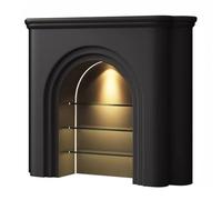 Repisa de chimenea Gabinete de repisa de chimenea decorativa con iluminación LED moderno(Negro,Medio)
