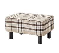 Reposapiés de madera maciza con funda de algodón lavable, otomana versátil para sala de estar y dormitorio