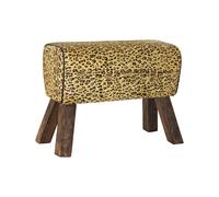 REPOSAPIES MADERA PIEL 67X30X51 LEOPARDO MARRON FIJALO MB185303