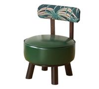 Reposapiés otomano giratorio, silla redonda giratoria de 360° con respaldo, madera maciza y asiento acolchado, reposapiés multifuncional para sala de estar, dormitorio, oficina