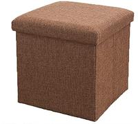 Reposapiés otomano plegable de almacenamiento con bandeja superior, reposapiés multiusos y taburete tapizado de lino, perfecto para sala de estar y dormitorio