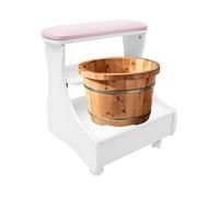 Reposapiés, pedicura, carrito de manicura, con ruedas, taburete de baño para pies con cajón y estante, altura ajustable, taburete para el cuidado de las uñas, salón de belleza y hogar (rosa)