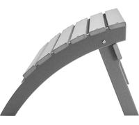 Reposapiés plegable estilo Adirondack, color gris, fabricado en HDPE, con dimensiones de 54.6 cm de largo x 48.5 cm de ancho x 37.6 cm de alto