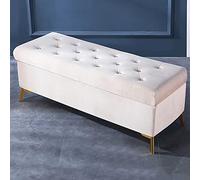 Reposapiés tapizado de terciopelo moderno de piel sintética para entrada, elegante taburete de almacenamiento con botón de cristal, 90 x 42 x 45 cm / 35x17x18in, decoración versátil para el hogar