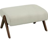 Reposapiés y pouf - Taburete bajo - Asiento acolchado - Patas de madera - Diseño retro - Tapizado en tela - 69 x 47 x 36 cm - Beige