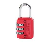 RESET-071 Candado de combinación de 3 dígitos - Pequeño y versátil para escuela, gimnasio, equipaje, maletas, mochilas y cajas de herramientas - Establece tu combinación - Color Rojo