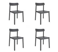 resol garbar Elba Set 4 Silla Interior, Exterior | jardín, terraza, balcón, Salon, Cocina, Comedor | diseño, Ligero, apilable | Gris Oscuro