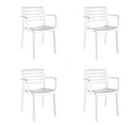 resol grupo GARBAR Wind Set 4 Silla con Brazos Interior, Exterior | jardín, terraza, balcón, Salon, Cocina, Comedor | diseño, Ligero, apilable | Blanco