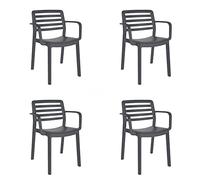 resol grupo GARBAR Wind Set 4 Silla con Brazos Interior, Exterior | jardín, terraza, balcón, Salon, Cocina, Comedor | diseño, Ligero, apilable | Gris Oscuro