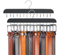Resovo - Colgador de Cinturones para Armario, Resistente Estante de Madera para Cinturones, Accesorio para armarios (2 Unidades, Color Negro)