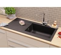 Respekta Denver Spüle Granit Mineralite Einbauspüle Schwarz 100 x 50 cm