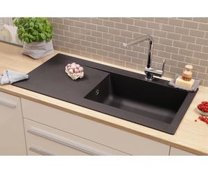 Respekta Denver Spüle Granit Mineralite Einbauspüle Schwarz 100 x 50 cm