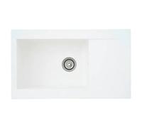 Respekta fregadero de cocina Denver de mineralita en blanco/Fregadero empotrable de 1 cubeta en 86 x 50 cm/Lavabo adecuado para armarios inferiores de 60 cm de ancho