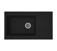 Fregadero empotrado de mineralita 1 cuenca negro, respekta DENVER86X50S, 86 x 50 cm
