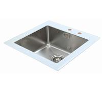 respekta NEWYORK55X53W - Fregadero de cristal (55 x 53 cm), color blanco