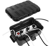 RESTMO Caja de Protección Extra Grande de Enchufe para Cable de Extensión, 32x22x13 cm, Caja de Cables Eléctrica Impermeable IP54 para Exteriores, Accesorios para Electricidad, Negro