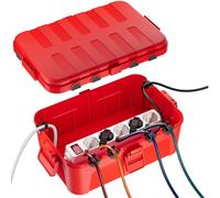 RESTMO Caja de Protección Extra Grande de Enchufe para Cable de Extensión, 32x22x13 cm, Caja de Cables Eléctrica Impermeable IP54 para Exteriores, Accesorios para Electricidad, Rojo
