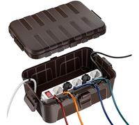 RESTMO Caja de Protección Extra Grande de Enchufe para Cable de Extensión, 32x22x13 cm, Caja de Cables Eléctrica Impermeable IP54 para Exteriores, Accesorios para Electricidad, Marrón